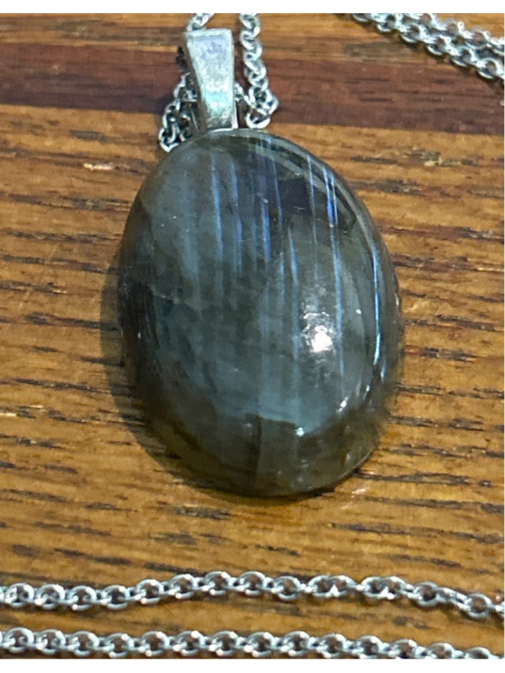 Women's Unbranded Labradorite Pendant Necklace 20” stainless chain Grey Silver
